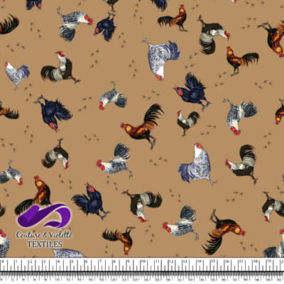 Roosters and hens - Feathered Flock on Iced coffee background