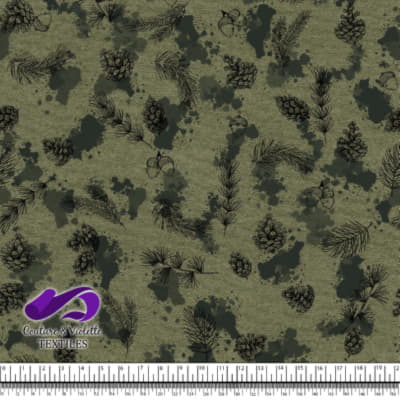 Conifers and Spruce Spots on Olive background