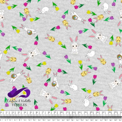 Easter - Ferrets and friends with tulips on white background