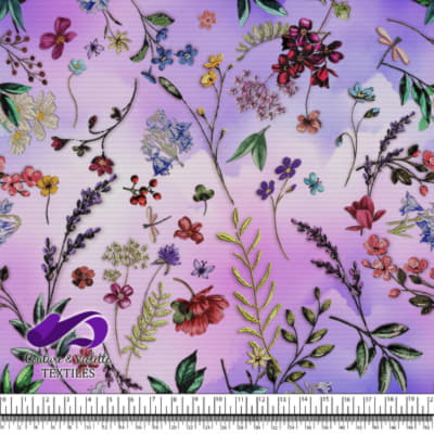 Embroidery bloom - Fleurs sauvages sur fond violet
