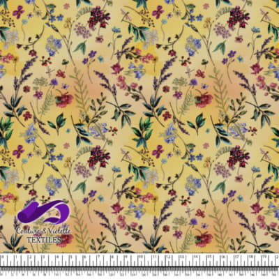 Embroidery bloom - Wildflowers on soft Yellow  background