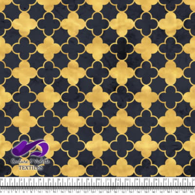 Géo art déco - Trèfles dorés - After midnight blue