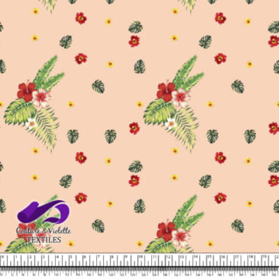 Tropical - hibiscus et palmier - Pêche