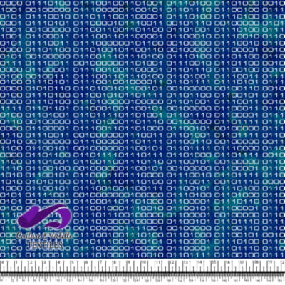 Techno - Binary - White on blue background