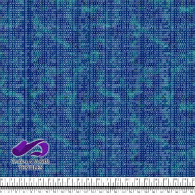 Techno - Binary - White on blue background