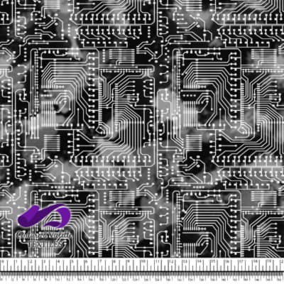 Techno - Circuit - White on black background