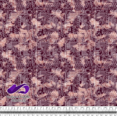 Techno - Circuit - White on red background