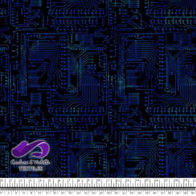 Techno - Circuit - Blue on black background