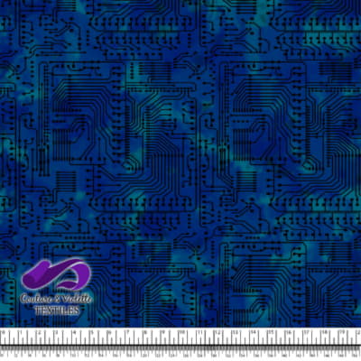 Techno - Circuit - Black on blue background