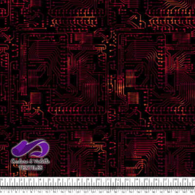 Techno - Circuit - Black on red background