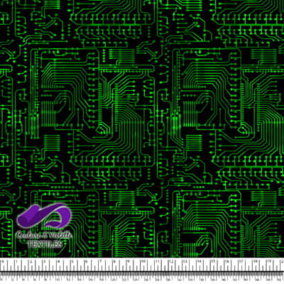 Techno - Circuit - Green on black background