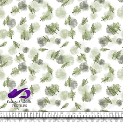 Mountain - Watercolor Green Pine Trees Winter